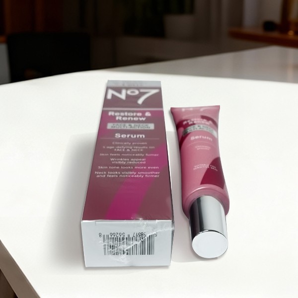 No7 Restore & Renew Multi Action Face and Neck Serum 1.69 Oz Exp. 2027