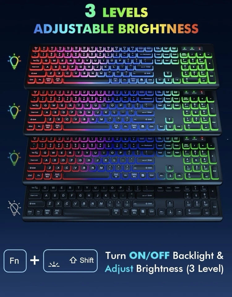 KL1 RGB Backlit Wireless Keyboard and Mouse Combo | 2.4GHz Silent Keys - Image 2 of 4