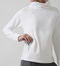 Athleta Altitude Polartec Funnel Neck Sweatshirt Size XS White B3