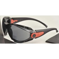 RX Reader Safety Glasses, Black Wraparound Frame, 2.5 Diopter, Gray Lens,