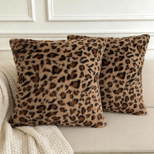 Cheetah Print Throw Pillow Faux Fur Leopard Pillow Covers 18X18