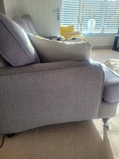 Grey Upholstered Indoor Armchair, Wood Frame, Castor Feet, 168x96x80cm