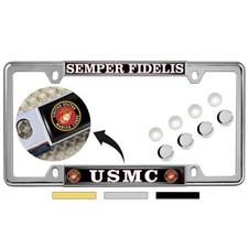 Officially Licensed Usmc Product - Metal Car License Plate Frame Free Caps Officially Licensed Usmc Product - Metal Car License Plate Frame Free Caps