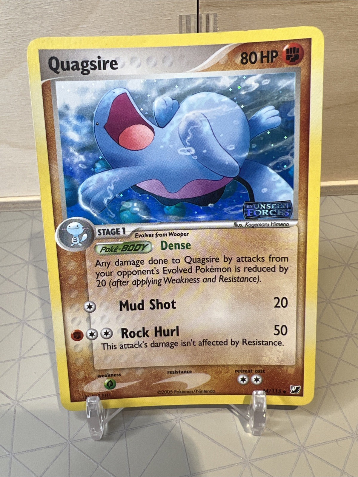 Quagsire EX 44/115 NM Stamped Reverse Holo Pokémon Card Unseen Forces 2005
