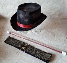 Zauberer Kostüm Magier Zylinder Stab Gürtel Verkleidung