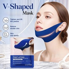 V Shaped Face Mask Chin Lifting Patch Ear Hook Jawline Facial Sheet Mask Blue