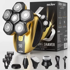 Sejoy JK-1800 Bald Head Shaver 6-Blade Rechargeable Grooming Kit for Men