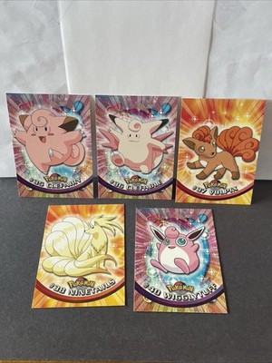 1999 Topps TV Animation Pokemon 5 Card Lot #35, #36, #37, #38, #40