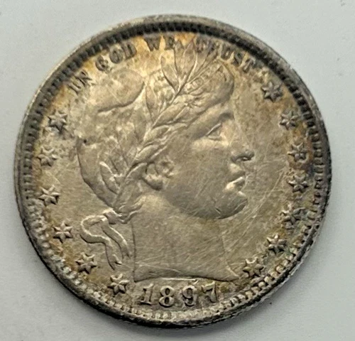 1897 Circulated Silver Barber Quarter XF