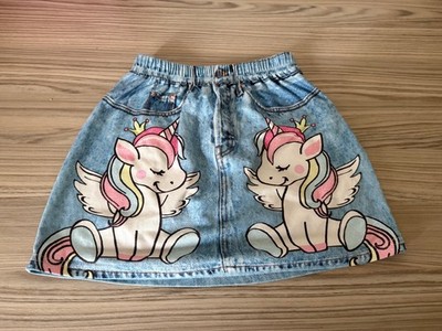 MÄDCHEN KINDER ROCK / JEANS ROCK  EINHORN   ( 5 JAHRE CA. GR. 110 )