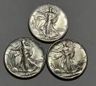 2 1941 BU AND 1944 D BU WALKING LIBERTY HALF DOLLAR / 3 COIN LOT