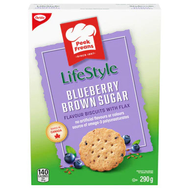 Peek Freans Lifestyle Blueberry Brown Sugar with Flax Cookies  290g/10.2 oz.,