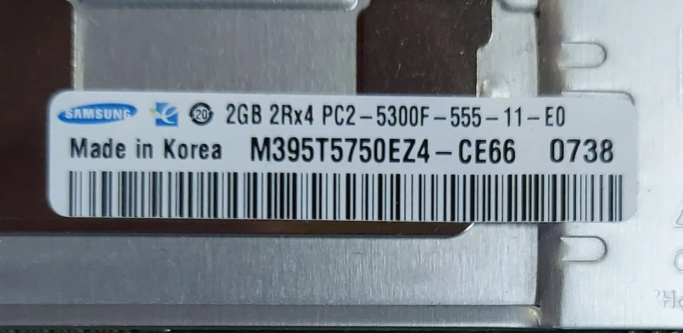 Samsung M395T5750EZ4-CE66 8GB (4x2GB), PC2-5300F DDR2-667 ECC Fully Buffered - Image 2 of 2