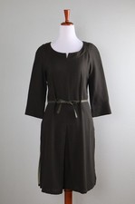 HANNOH Wessel 498 Wool Blend Belted Lined Pleated Peek a Boo Dress Size 36