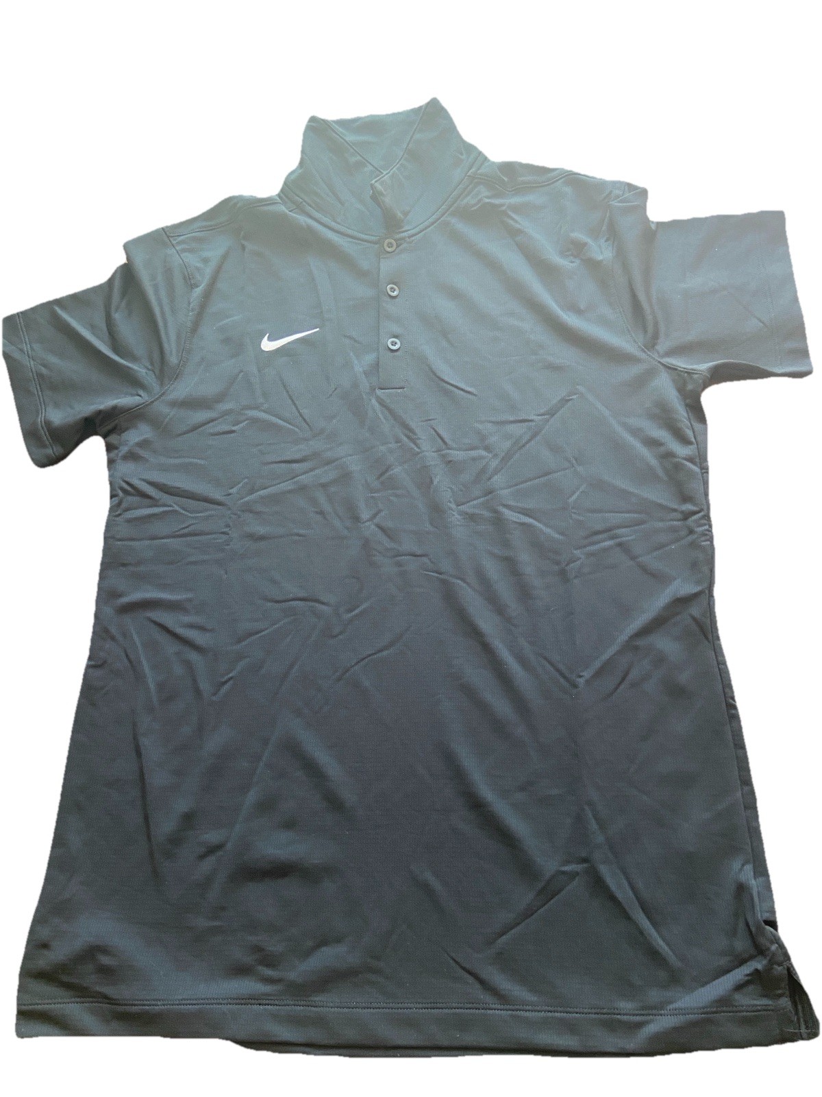 Nike Men's L Gray Solid Short Sleeve Collared Polo Shirt Logo Button