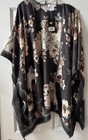Nine West Floral Shawl Wrap Black Neutral Fringe Polyester Rayon Women — photo 2