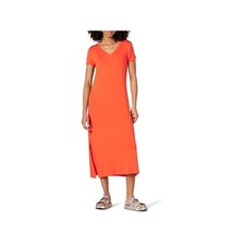 Amazon Essentials Women Jersey V-neck Short Sleeve Midi Length Dress