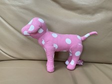 Victoria s Secret Pink/White Polka Dot Stuffed Dog 7 Long Collectible
