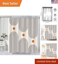 Boho Shower Curtain Minimalist Abstract Sun Mid Century Waterproof Bath Decor
