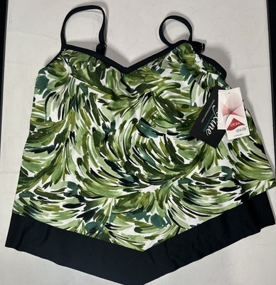 NWT Maxine Of Hollywood SIZE 8 Green Colorful Flutter Tankini Top Only