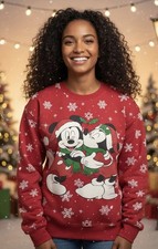 Disney Minnie Mouse Mickey Mouse Christmas Sweatshirt Women's X-Small Red