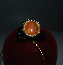 Exklusiver TOP FEUEROPAL Blumen-Ring Ring in Silber und Gold, Gr. 17,75 – UNIKAT