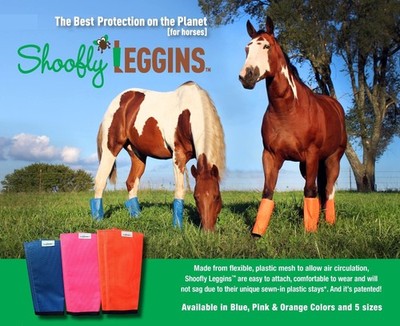SHOOFLY Horse Leggins, BLUE MEDIUM Loose Fitting Fly Boots THE ORIGINAL!