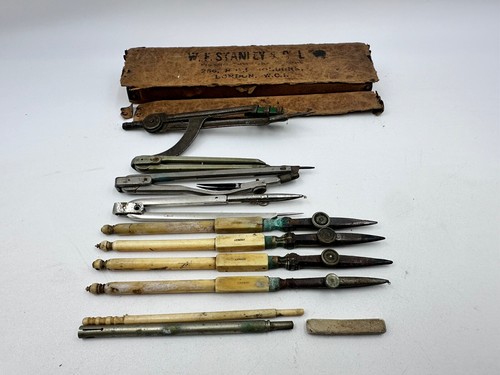 Antique Early W F Stanley & Co London Drawing Drafting Surveying Instruments - Foto 2 di 15