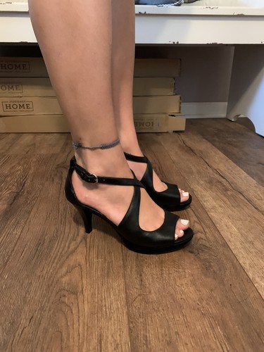 NUEVO SIN CAJA Sandalia Tacones Nine West "Jubilee" Punta Abierta para Mujer Talla 7.5 Negro - Imagen 3 de 12