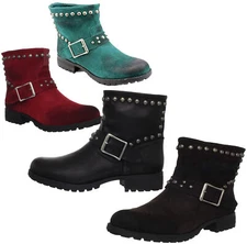 Kelsi Dagger Max Women's Studded Leather Ankle Moto Boots, Color Options