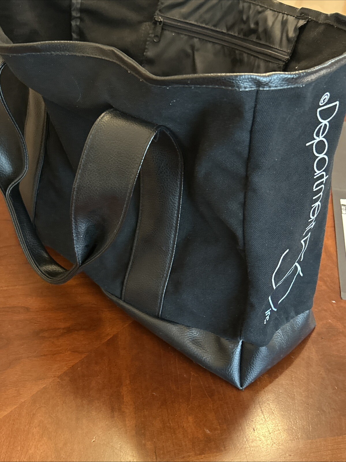 Department 56 Christmas Village Black Canvas Leather Tote Bag Rare Dealer Promo