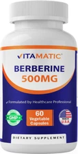 Vitamatic Berberine Supplement 500mg - 60 Vegetable Capsules