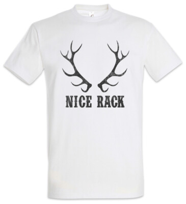Nice Rack Herren T-Shirt Hirsch Reh Jagd Jäger Bär Geweih Deer Bear Fun Hunt