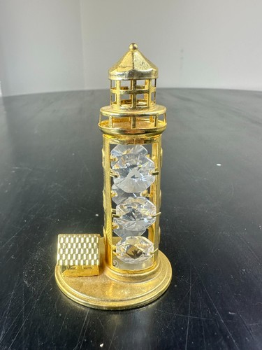 Vintage Millennium Lighthouse 24K Gold Plated w Crystal Nautical Decor Collector - Picture 4 of 8