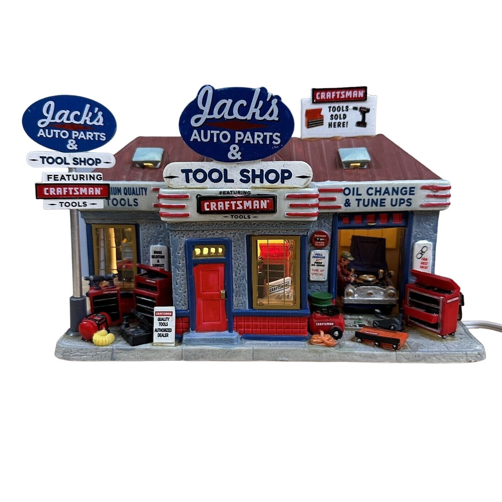 Lemax Craftsman Jack's Auto Parts & Tools Lighted Christmas Village