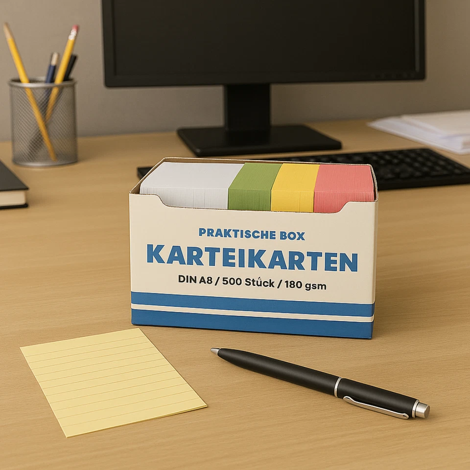 Karteikarten A8 liniert – 500 bunte Lernkarten in praktischer Box (5,2 x 7,4 cm) - Bild 3 von 4