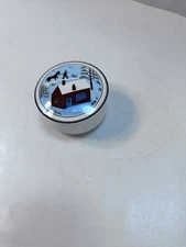 Villeroy & Boch Design Naif Country Scene Trinket Lidded Box, 3" D x 1 3/4" High