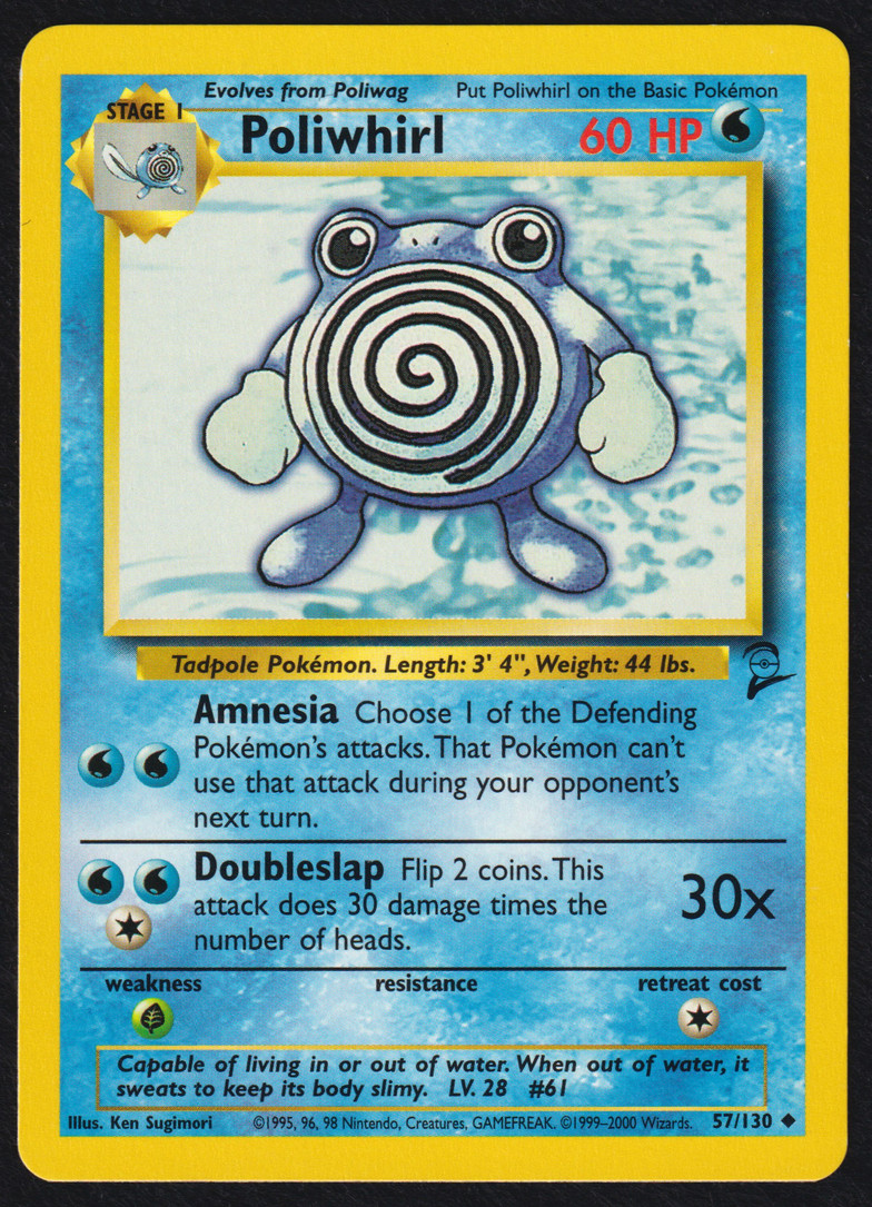 Pokémon TCG Poliwhirl Base Set 2 57/130 (Lightly Played)