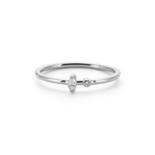 Thin 14k Real Solid Gold Small Diamond Stacking Ring