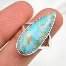 Natural Turquoise Ring 925 Sterling Silver Ring Gemstone Ring Women's Ring