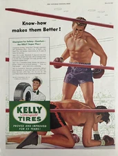 1949 Kelly Springfield Tires Super Flex Lyman Anderson Boxers Vintage Print Ad