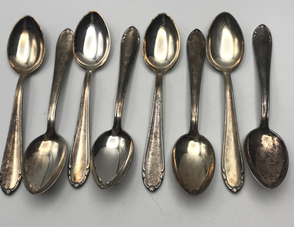 Vintage Demitasse Löffel Set 8 BMF 90 Rostfrei Germany versilbert Silberbesteck - Bild 2 von 4
