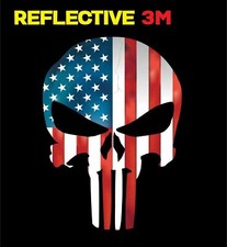 REFLECTIVE SKULL 3M AMERICAN FLAG STICKER DECAL TRUCK USA MADE