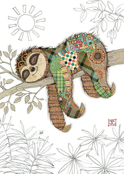Simon Sloth Kooks Gold Foil Embossed Blank Card by Bug Art