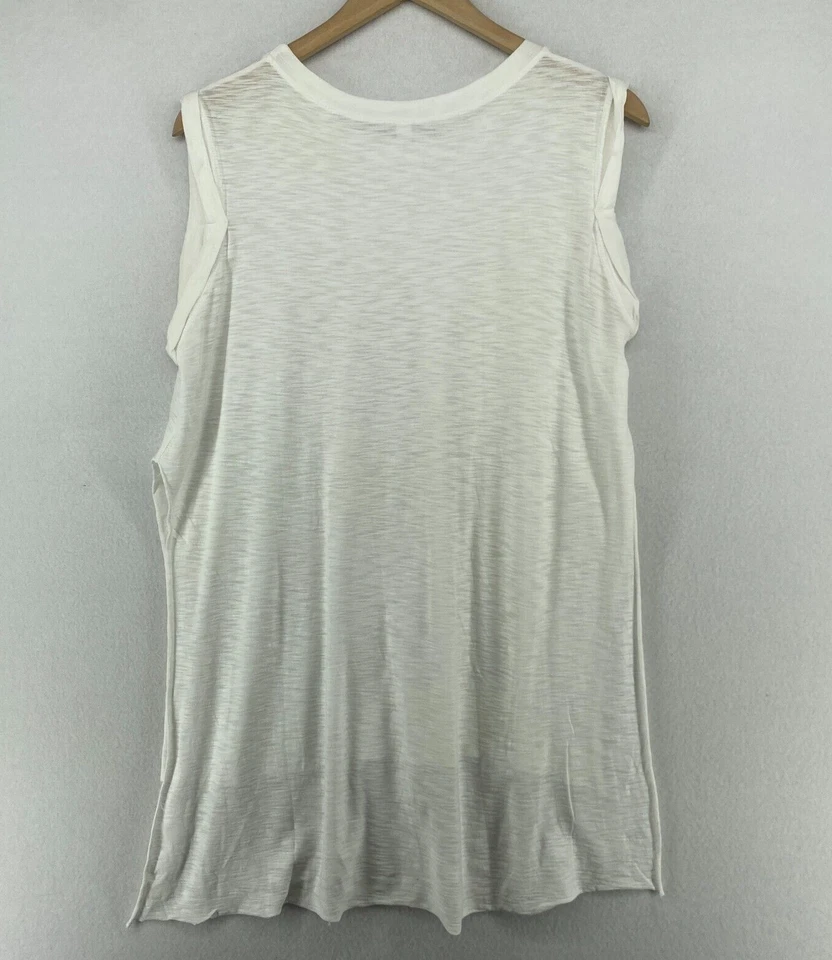 MICHELLE BY COMUNE Майка M Хлопок Модальная Сляба Круглый вырез Hi Низкая Оболочка Белая - Изображение 3 из 4