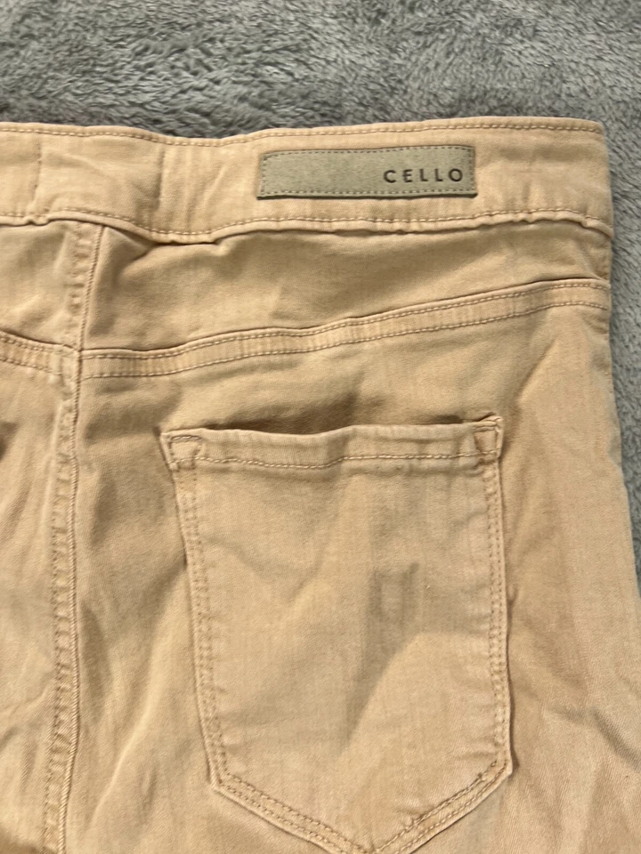 CELLO Los Angeles Mujer 26 Pantalones Acampanados Juniors 11 Cintura Alta Caqui 32" Dobladillo Crudo Foto 2 de 4