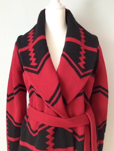 Lauren Ralph Lauren Wool Cardigan Sweater Coat Native Aztec - Picture 2 of 10