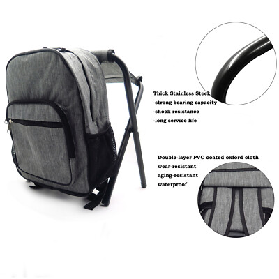 2in1 Outdoor Fishing Tackle Backpack Bag Camping Foldable Stool Seat Chair  Kit