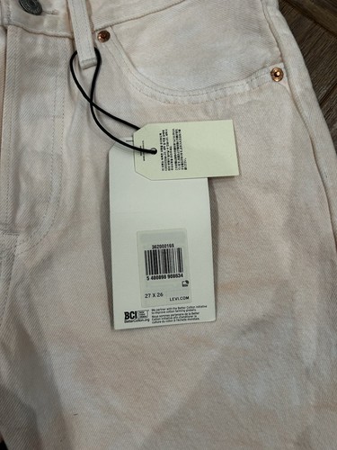 Levi's 501 Original Cropped Pink Blend Jeans W26 Straight Leg High Rise New - Picture 10 of 12
