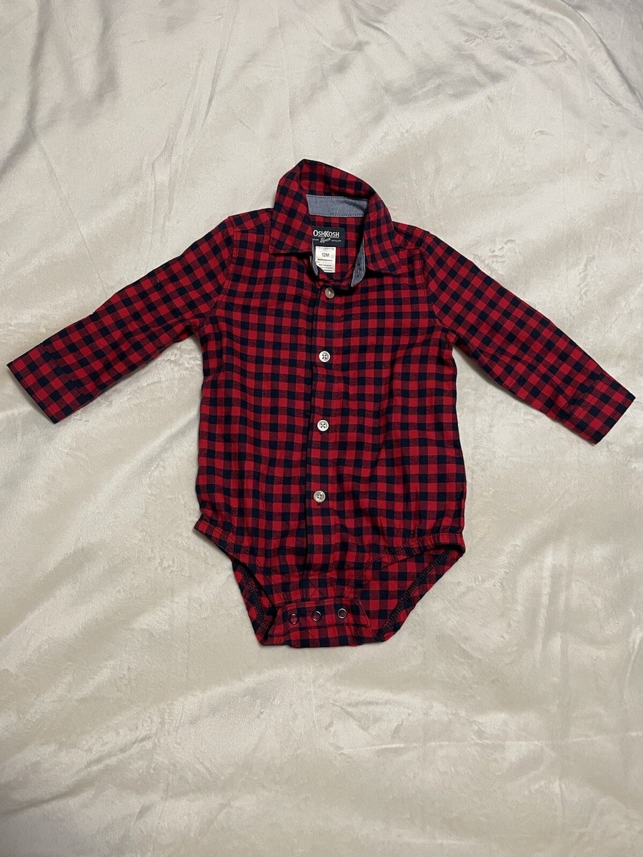Romper Red And Black Plaid Shirt For Baby Boy Bodysuit Buffalo